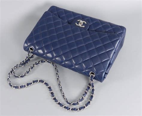 chanel navy blue bag with silver|Chanel blue flap bag.